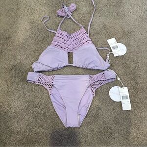 NWT Radio Figi M Top S Bottoms Lilac Crochet Bikini Straya San Malo